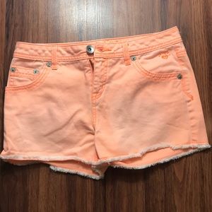 Justice neon orange jean shorts, size- 16R